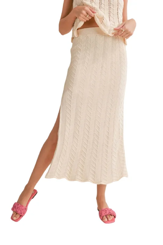 Baby Chevron Knit Maxi Skirt In Cream