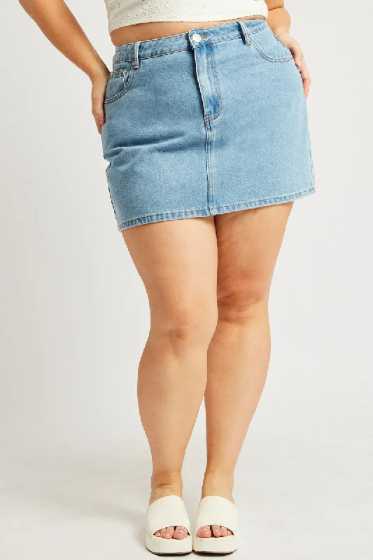 Denim A-Line Mini Skirt