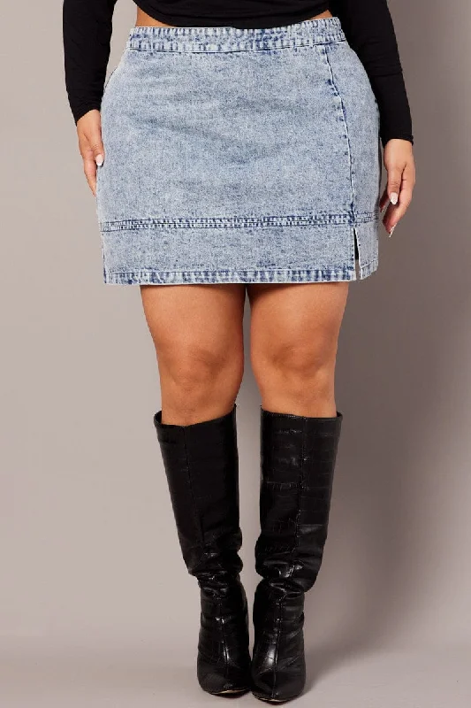 Denim Acid Wash Denim Mini Skirt