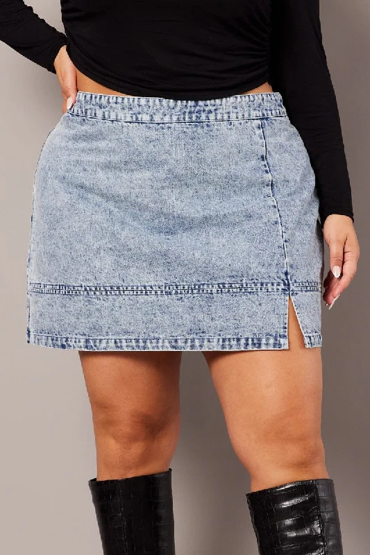 Denim Acid Wash Denim Mini Skirt