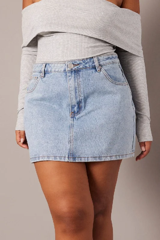 Denim A-line Mini Skirt