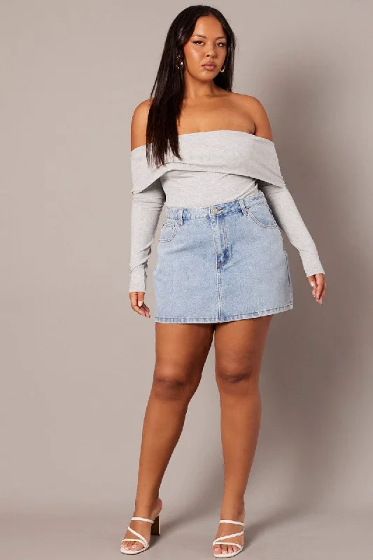 Denim A-line Mini Skirt