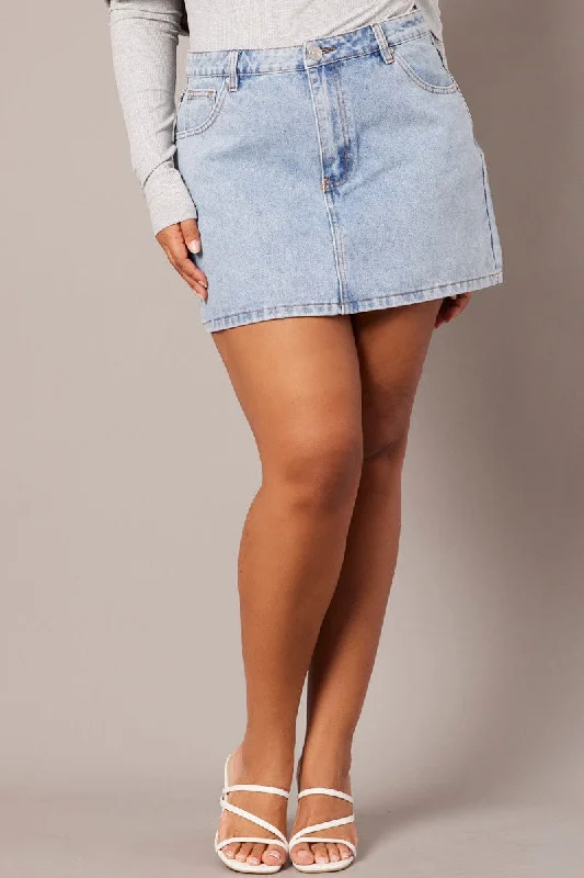 Denim A-line Mini Skirt