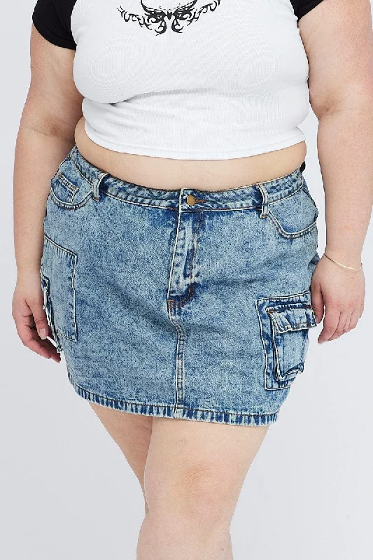 Denim Mini Skirt Denim Cargo Pocket