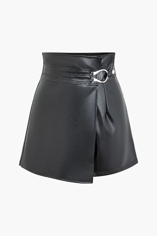 Wrap Faux Leather Shorts