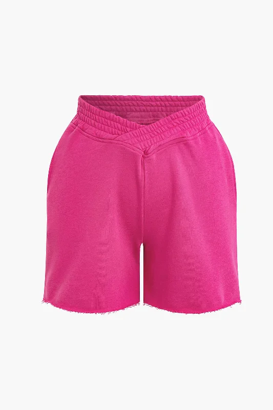 V-Cut Elastic Waist Shorts