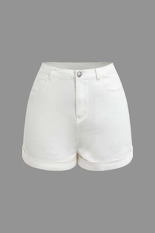 Rolled Hem Denim Shorts