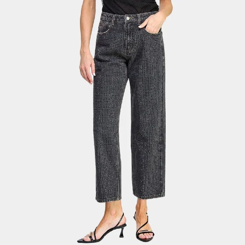 The Crystal Cropped Straight Jeans (Black + Stone)