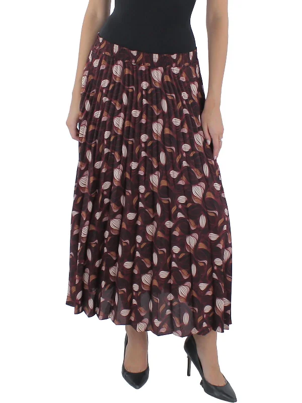 Womens Chiffon Long Pleated Skirt