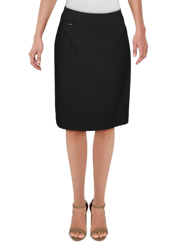 Womens Knit Knee-Length Pencil Skirt