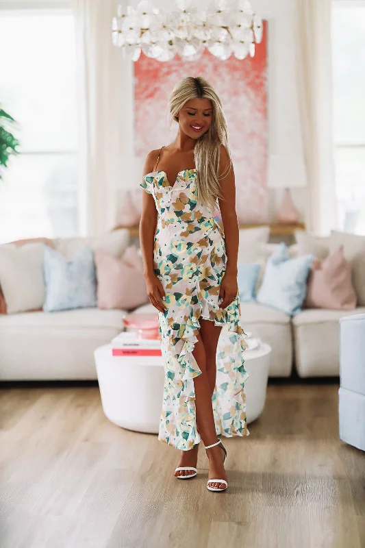 A Vision in Floral Maxi Dress - Green