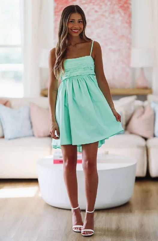 Always Adored Babydoll Mini Dress - Green