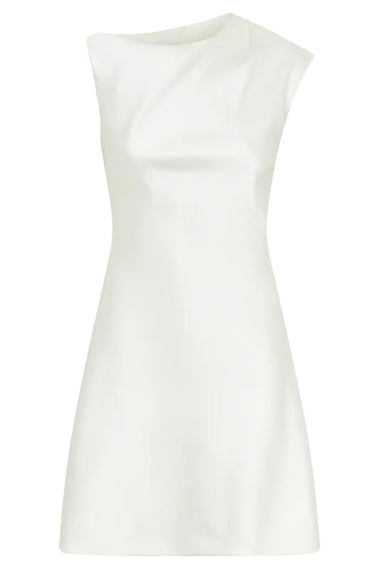 Granger Satin Structured Mini Dress - White