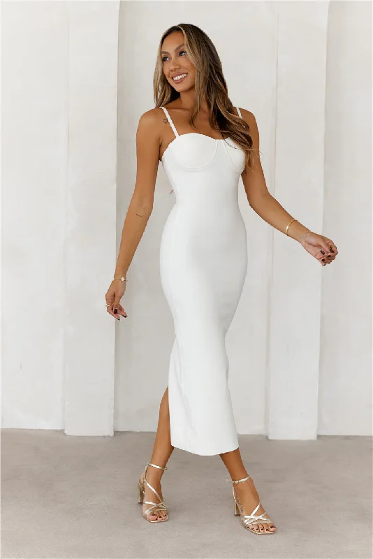 HELLO MOLLY Penthouse Party Bandage Midi Dress White