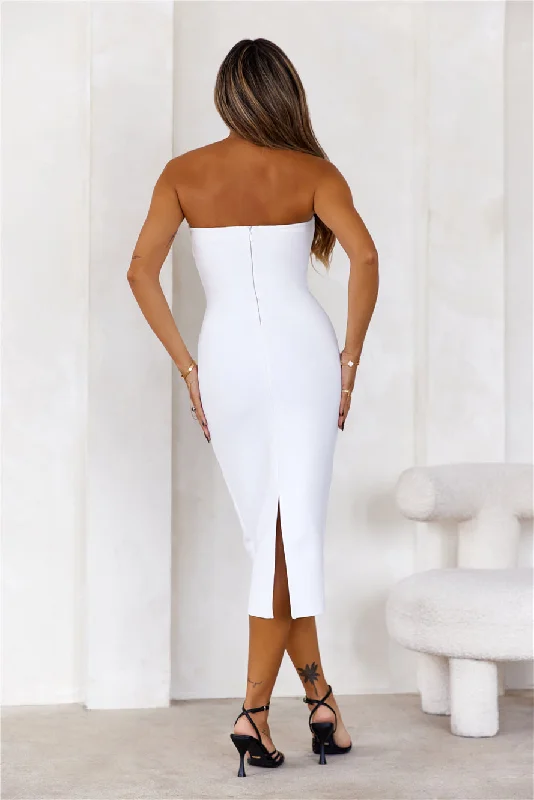 HELLO MOLLY Style Made Simple Strapless Bandage Midi Dress White