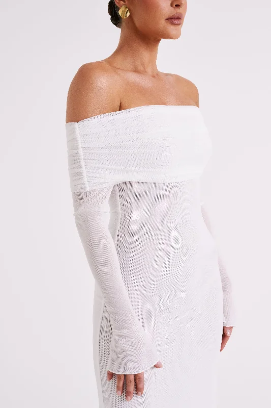 Josie Off Shoulder Mesh Maxi Dress - Ivory