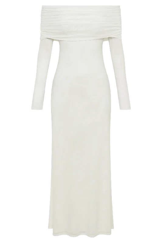 Josie Off Shoulder Mesh Maxi Dress - Ivory