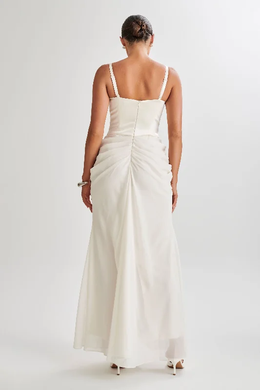 Leila Satin Corset Maxi Dress - Ivory