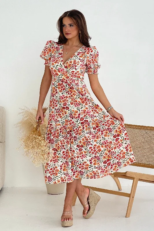 Maya Wrap Tierred Midi Dress Ditsy Floral