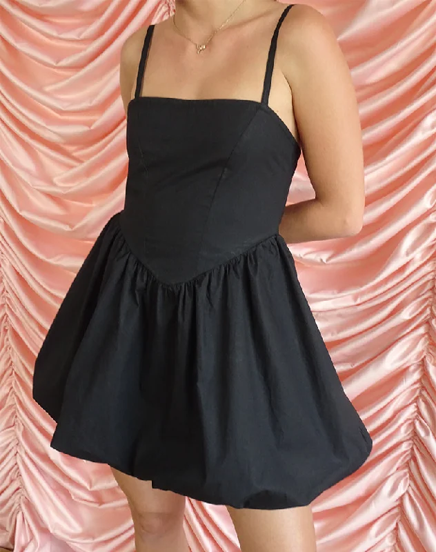 Micala Puffball Mini Dress in Black