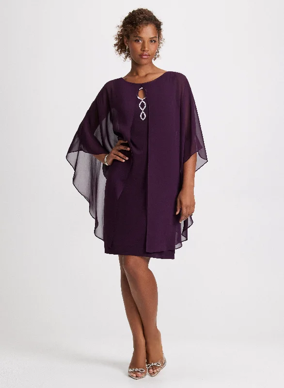 Poncho Effect Chiffon Dress