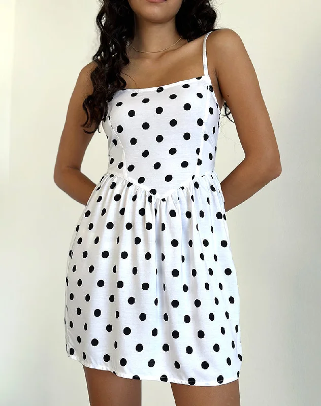 Ramana Mini Dress in 80s Polka White