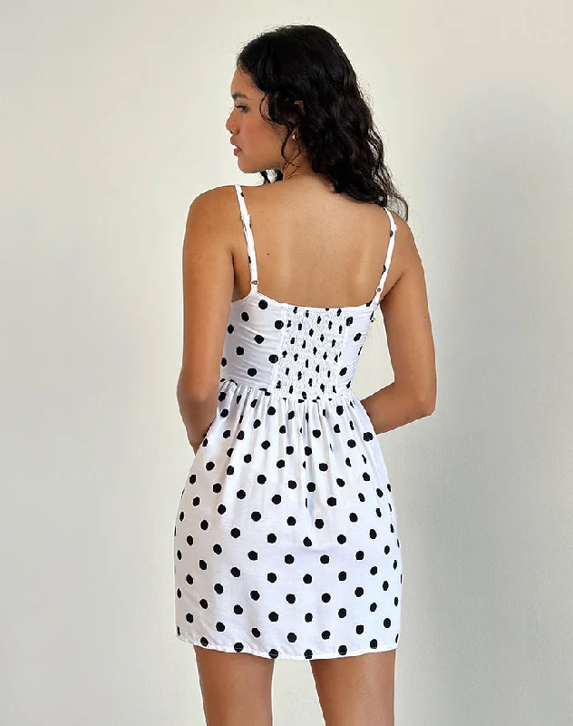 Ramana Mini Dress in 80s Polka White