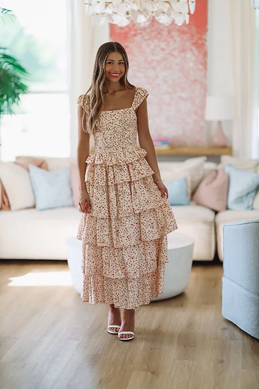 Summer Skies Floral Maxi - Ivory and Orange