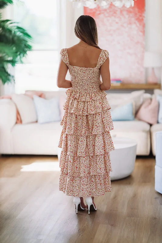 Summer Skies Floral Maxi - Ivory and Orange