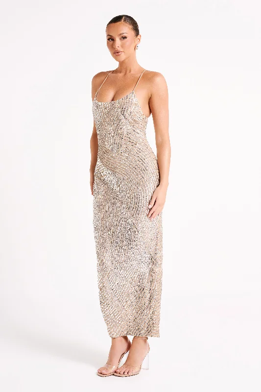 Tierra Sequin Maxi Dress - Silver