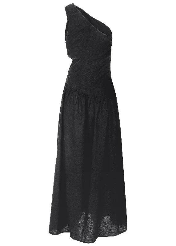 Linen cutout maxi dress - Black