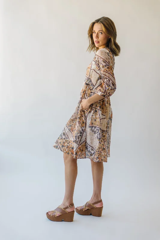 The Salazar Patterned Floral Dress in Brown Multi