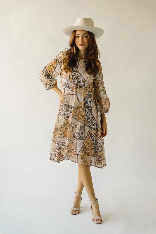 The Salazar Patterned Floral Dress in Brown Multi