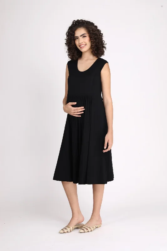 Classic Black Maternity & Nursing Knot Dress + Jacket (2pc)