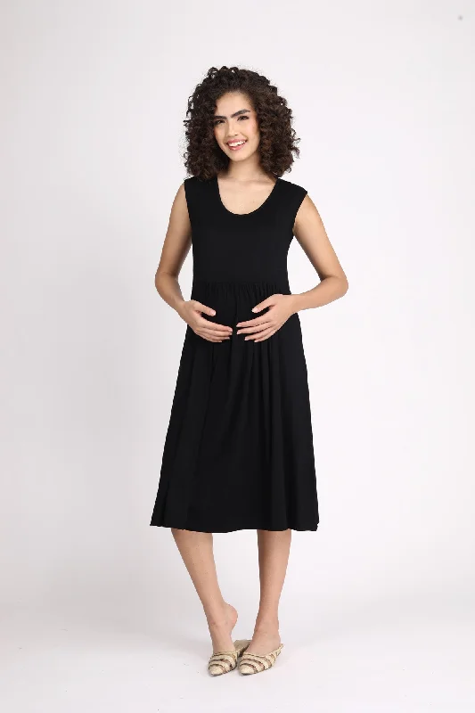 Classic Black Maternity & Nursing Knot Dress + Jacket (2pc)