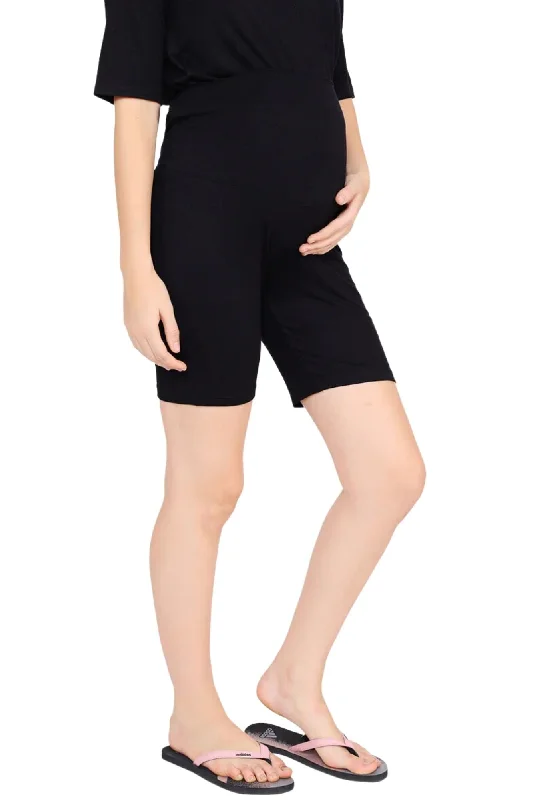 Comfy Black Over Bump Stretchable Maternity Shorts