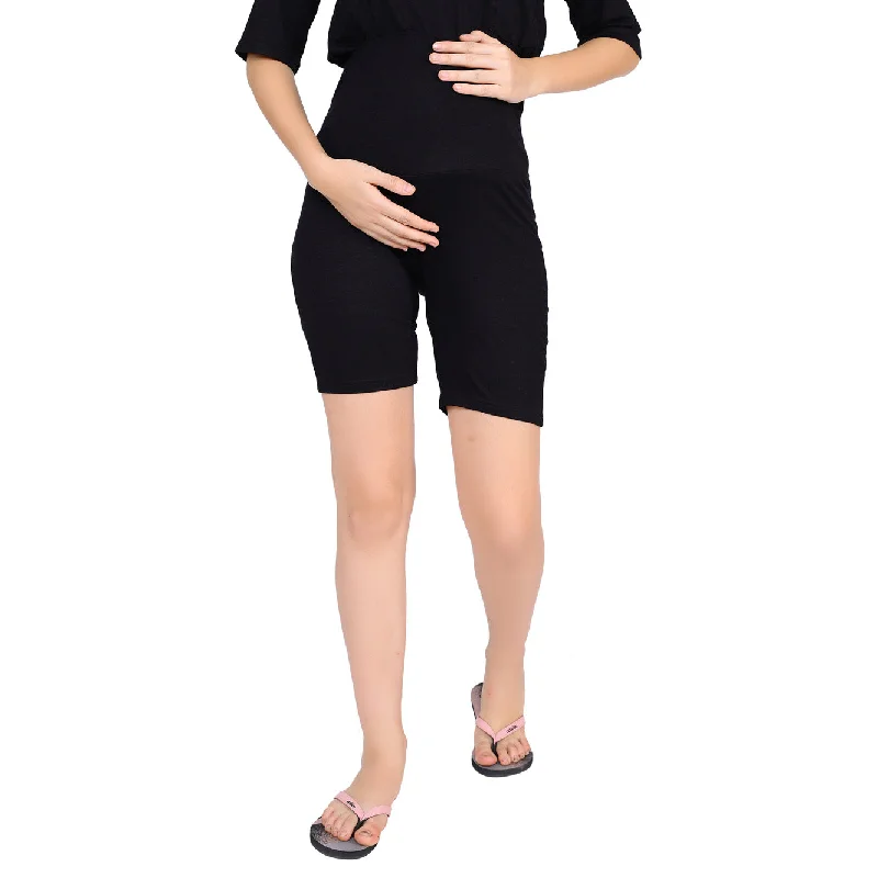 Comfy Black Over Bump Stretchable Maternity Shorts