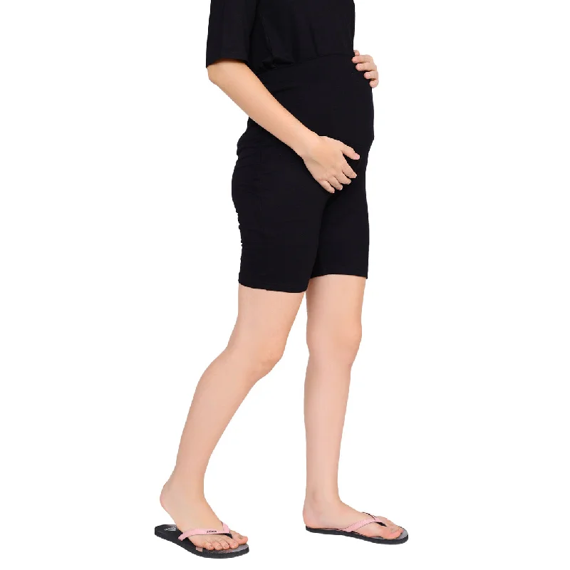 Comfy Black Over Bump Stretchable Maternity Shorts