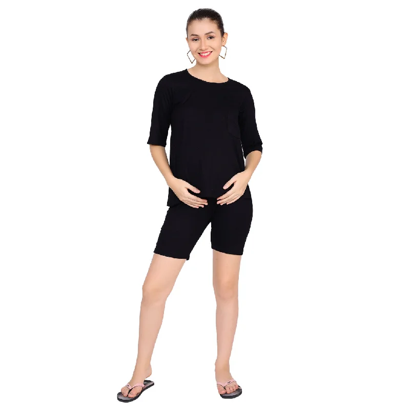 Comfy Black Over Bump Stretchable Maternity Shorts