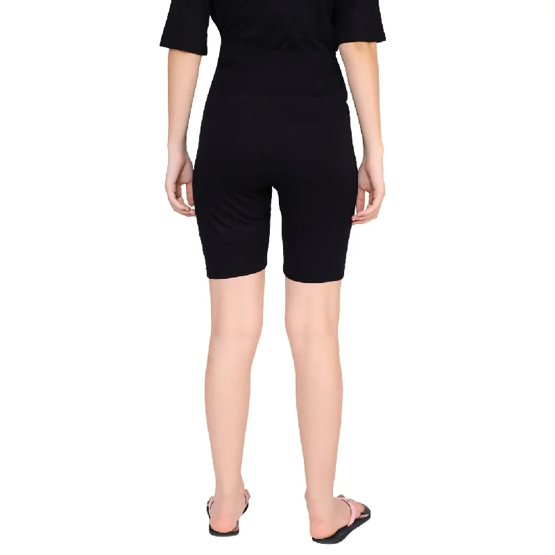 Comfy Black Over Bump Stretchable Maternity Shorts