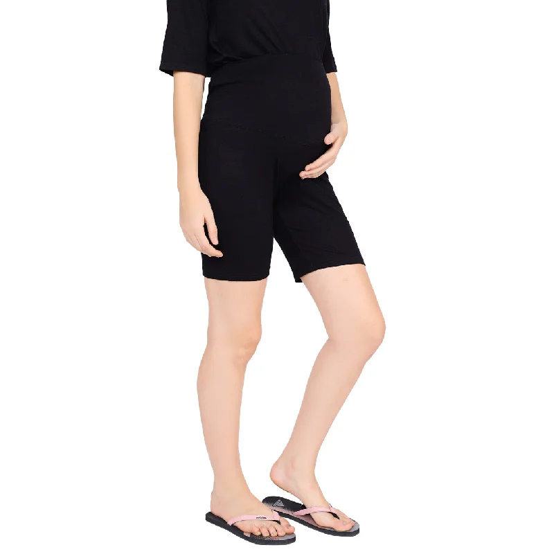 Comfy Black Over Bump Stretchable Maternity Shorts