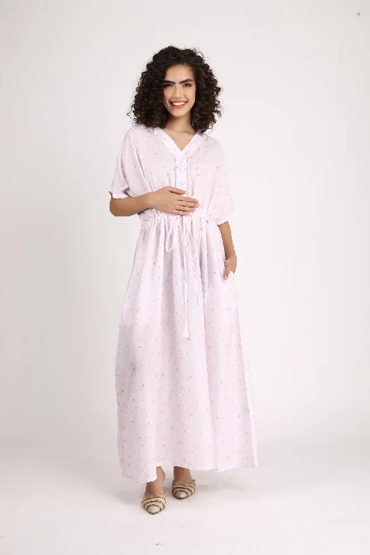 Starry Cloud Maternity & Nursing Dress / Delivery Gown/ Night Dress