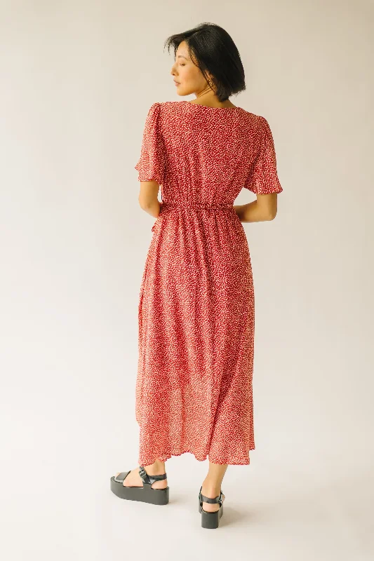 The Doyal Printed Wrap Dress in Red