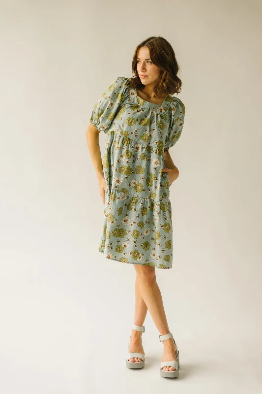 The Fontana Floral Detail Dress in Sage