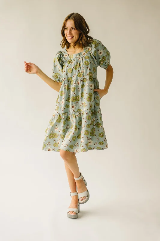 The Fontana Floral Detail Dress in Sage