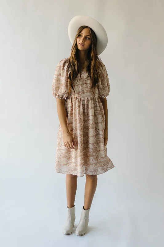 The Laredo Square Neck Floral Dress in Tan Multi