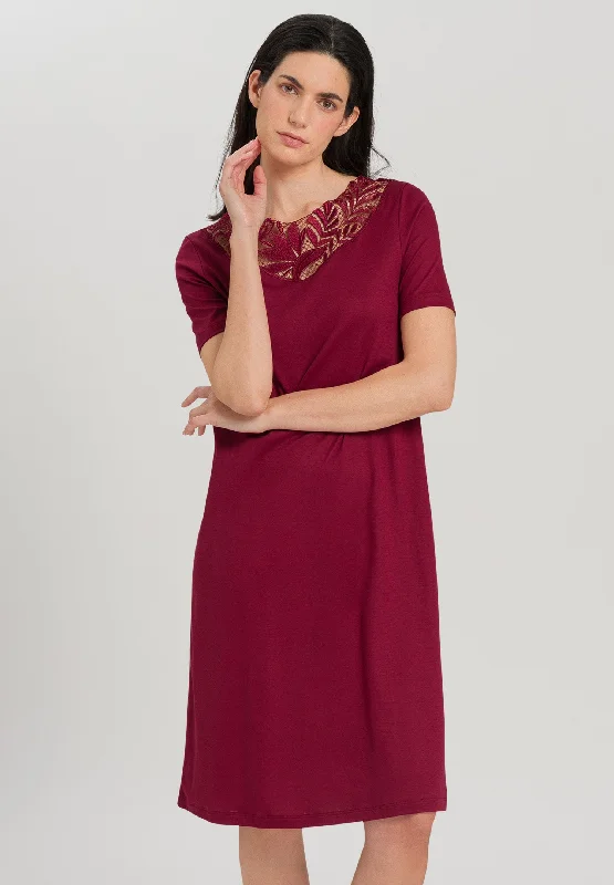 Zelda Short Sleeve Nightgown 100cm | Burgundy 76971-2459