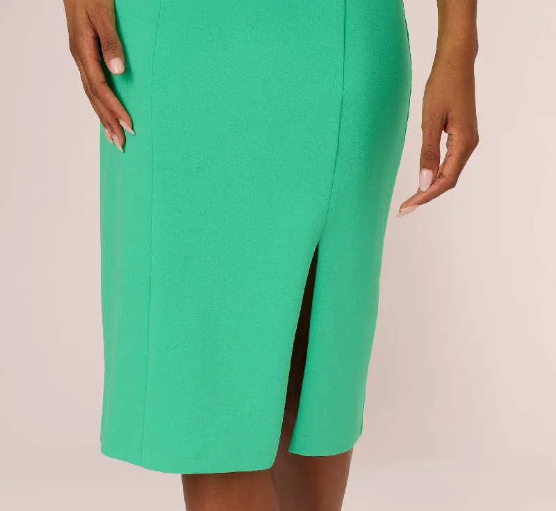 Off The Shoulder Midi Dress With Ruffle Details In Flora Green