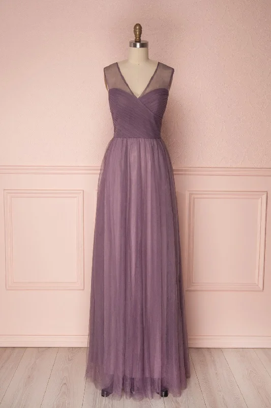 Adifa Mauve | Net Tulle Sleeveless Gown