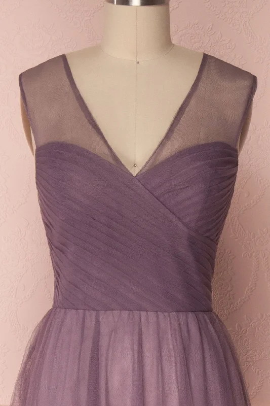 Adifa Mauve | Net Tulle Sleeveless Gown